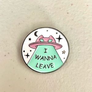 Alien Cat UFO Enamel Pin